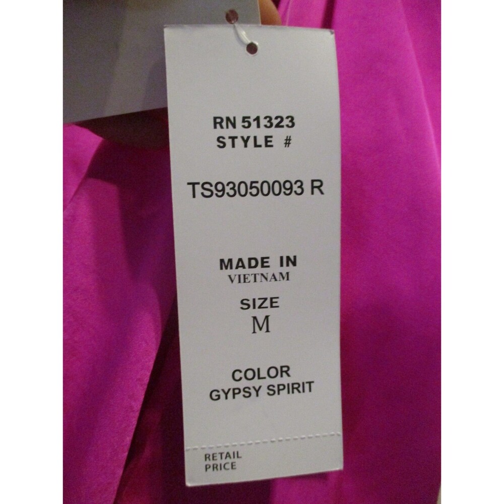 Sam & Jess Womens Sz M Satin Surplice Long Sleeve Puff Shoulder Top Pink Silky - Picture 7 of 9